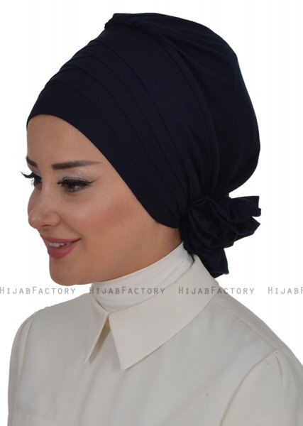 Monica - Turbante De Algodón Azul Marino - Ayse Turban