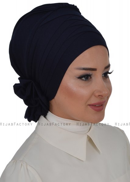 Monica - Turbante De Algodón Azul Marino - Ayse Turban