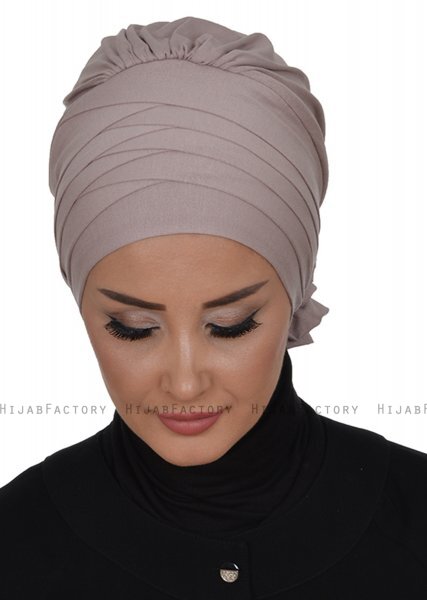 Monica - Turbante De Algodón Taupe - Ayse Turban