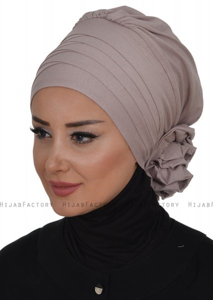 Monica - Turbante De Algodón Taupe - Ayse Turban