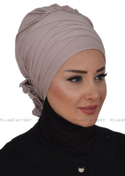 Monica - Turbante De Algodón Taupe - Ayse Turban