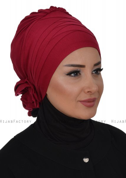 Monica - Turbante De Algodón Burdeos - Ayse Turban