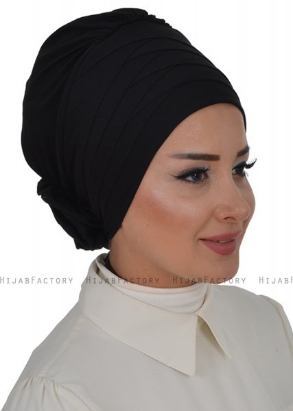 Monica - Turbante De Algodón Negro - Ayse Turban