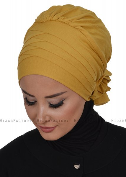 Monica - Turbante De Algodón Mostaza - Ayse Turban