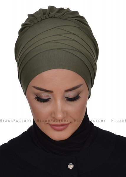 Monica - Turbante De Algodón Caqui - Ayse Turban