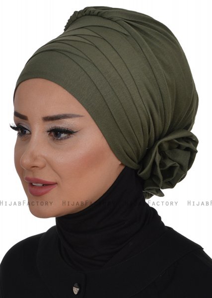 Monica - Turbante De Algodón Caqui - Ayse Turban