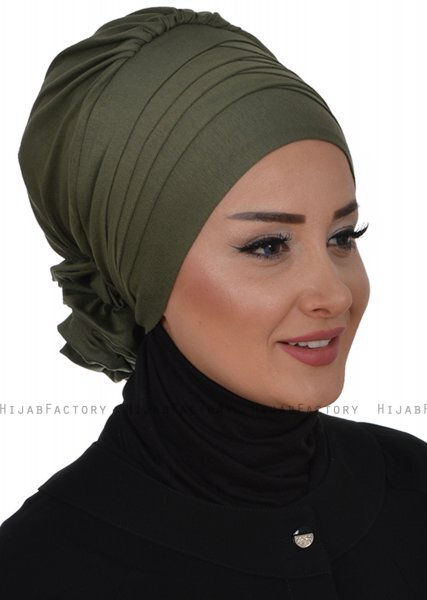 Monica - Turbante De Algodón Caqui - Ayse Turban