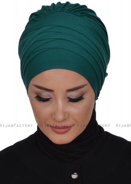 Monica - Turbante De Algodón Verde Oscuro - Ayse Turban