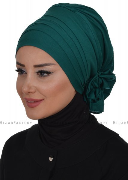 Monica - Turbante De Algodón Verde Oscuro - Ayse Turban