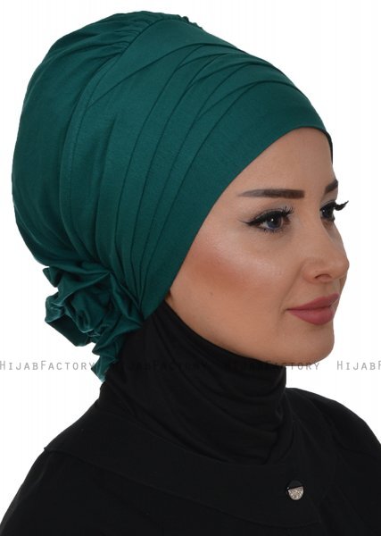 Monica - Turbante De Algodón Verde Oscuro - Ayse Turban