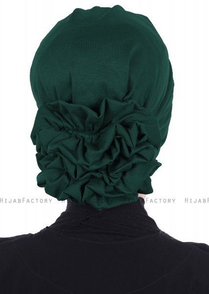 Monica - Turbante De Algodón Verde Oscuro - Ayse Turban