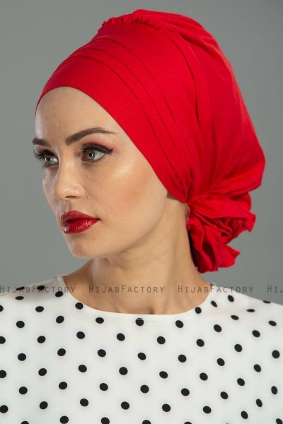 Monica - Turbante De Algodón Rojo - Ayse Turban