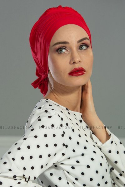Monica - Turbante De Algodón Rojo - Ayse Turban