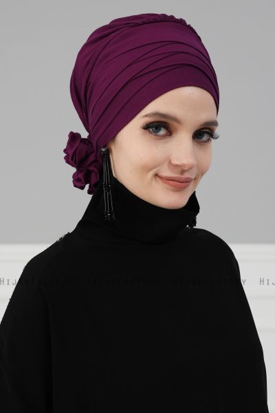 Monica - Turbante De Algodón Púrpura - Ayse Turban