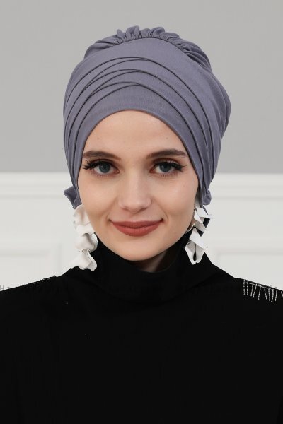 Monica - Turbante De Algodón Gris - Ayse Turban