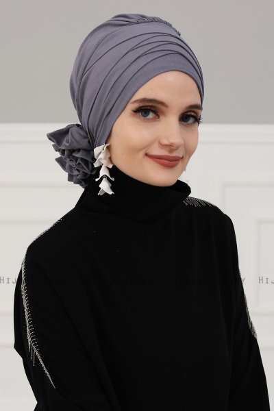 Monica - Turbante De Algodón Gris - Ayse Turban