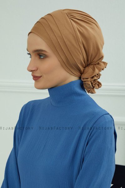Monica - Turbante De Algodón Marrón Claro