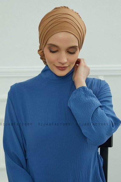 Monica - Turbante De Algodón Marrón Claro