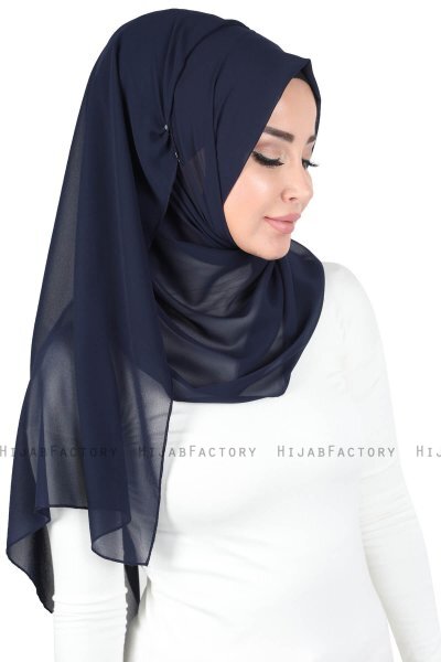 Joline - Hijab Chiffon Premium Azul Marino