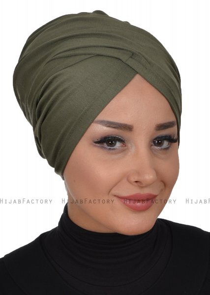 Fiona - Turbante De Algodón Caqui - Ayse Turban