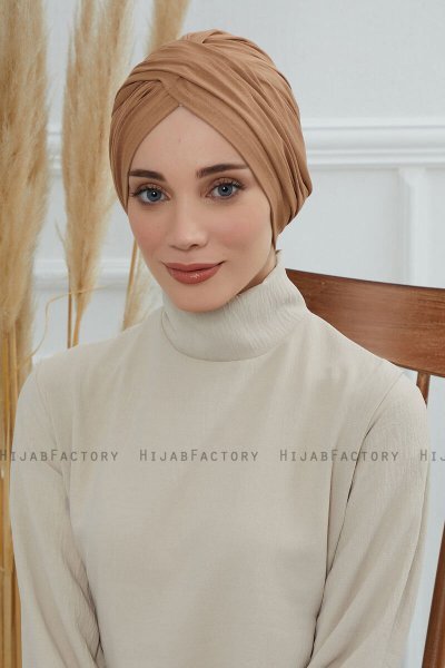 Fiona - Turbante De Algodón Marrón Claro