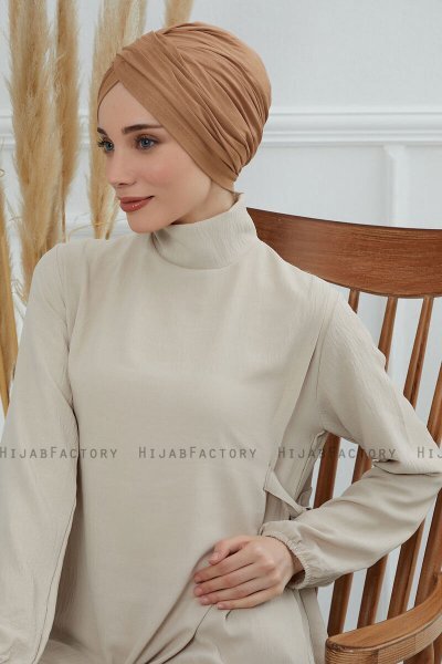 Fiona - Turbante De Algodón Marrón Claro