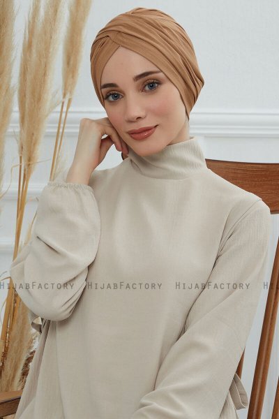 Fiona - Turbante De Algodón Marrón Claro