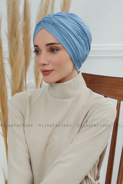 Fiona - Turbante De Algodón Sky Blue