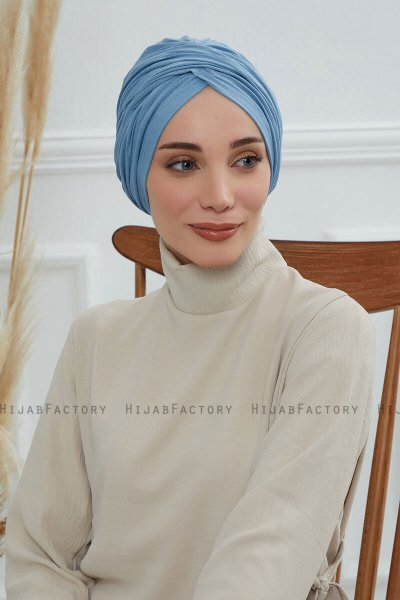 Fiona - Turbante De Algodón Sky Blue