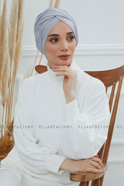 Fiona - Turbante De Algodón Gris Claro