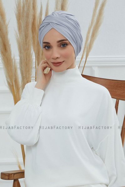 Fiona - Turbante De Algodón Gris Claro