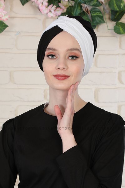 Fiona - Turbante De Algodón Blanco & Negro