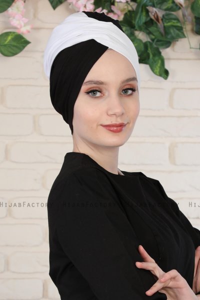 Fiona - Turbante De Algodón Blanco & Negro