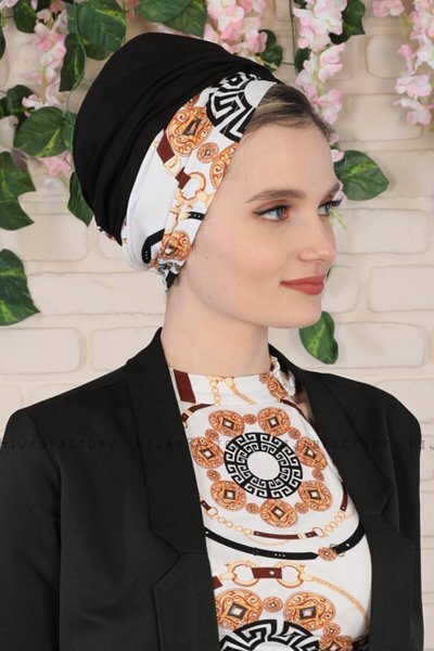 Fiona - Turbante De Algodón Black Elegant