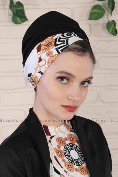 Fiona - Turbante De Algodón Black Elegant