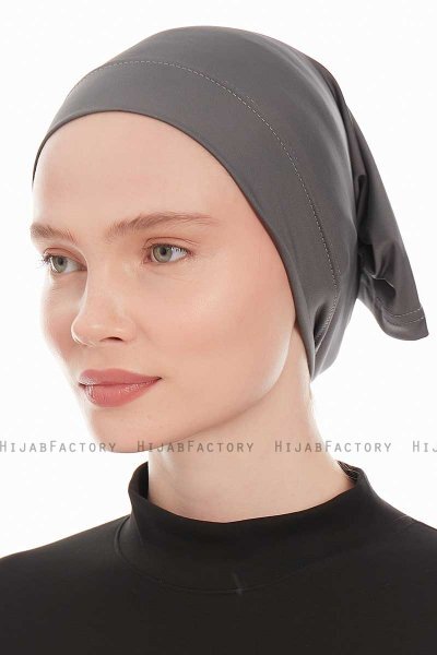 Emine - Hiyab Gris Oscuro Panuelo Gorro De Hijab