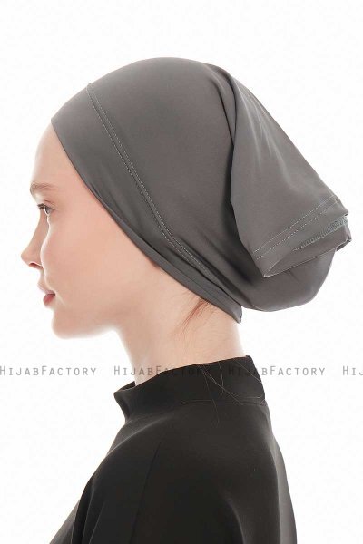 Emine - Hiyab Gris Oscuro Panuelo Gorro De Hijab