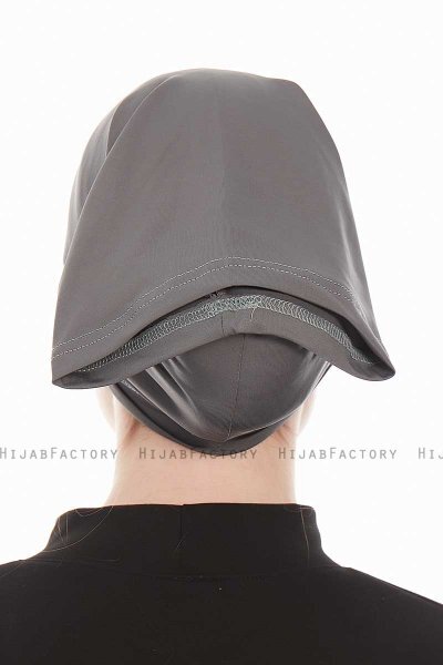 Emine - Hiyab Gris Oscuro Panuelo Gorro De Hijab