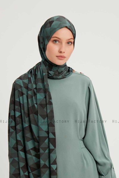 Banou - Hijab Estampada Petrol Azul