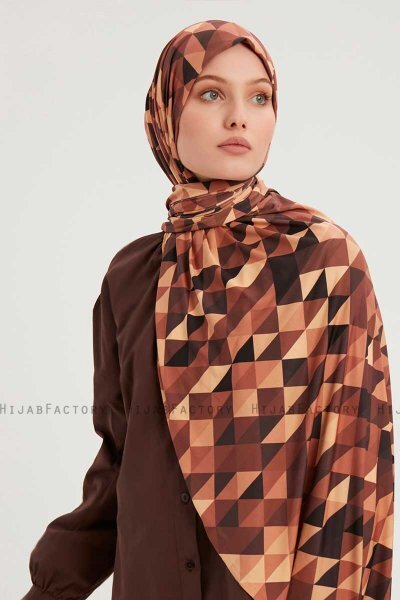 Banou - Hijab Estampada Marrón