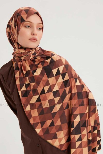Banou - Hijab Estampada Marrón