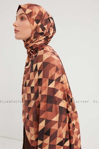 Banou - Hijab Estampada Marrón