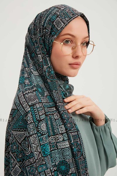 Gulya - Hijab Estampada Petrol Verde