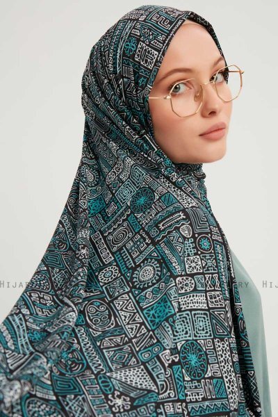Gulya - Hijab Estampada Petrol Verde