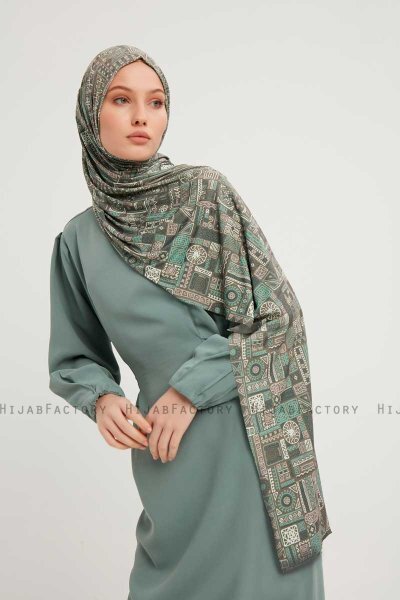 Gulya - Hijab Estampada Verde Oscuro