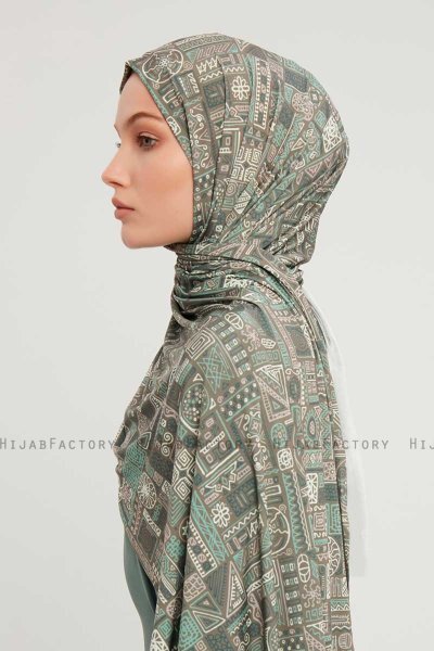 Gulya - Hijab Estampada Verde Oscuro
