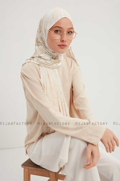 Fadime - Hijab Estampada Pearl White