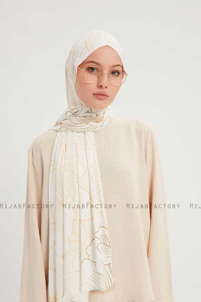 Fadime - Hijab Estampada Pearl White