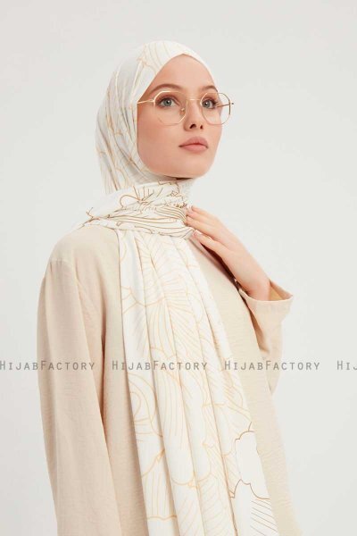 Fadime - Hijab Estampada Pearl White