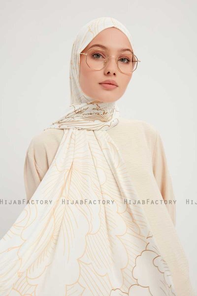 Fadime - Hijab Estampada Pearl White